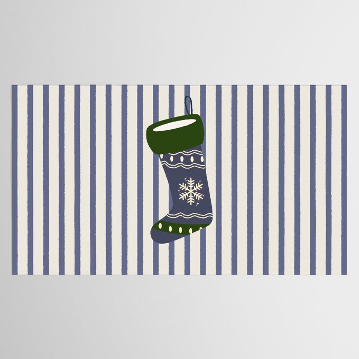 Christmas Stocking Blue Tablecloth Gallery Image 2
