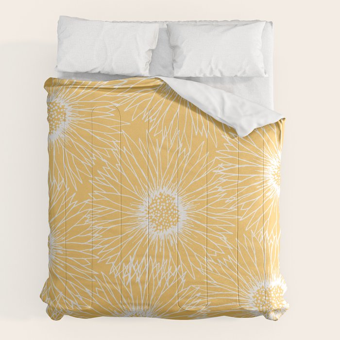 Yellow Sunflowers Line Art Comforter Gallery Image 2