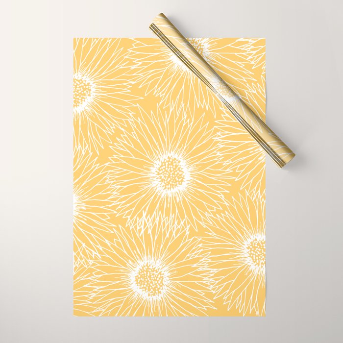 Yellow Sunflowers Line Art Wrapping Paper Gallery Image 1