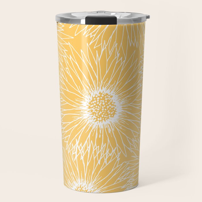 Yellow Sunflowers Line Art Travel Mug Gallery Image 1
