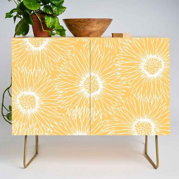 Yellow Sunflowers Line Art Credenza Gallery Image 1