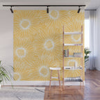 Yellow Sunflowers Line Art Wall Mural Gallery Image 1