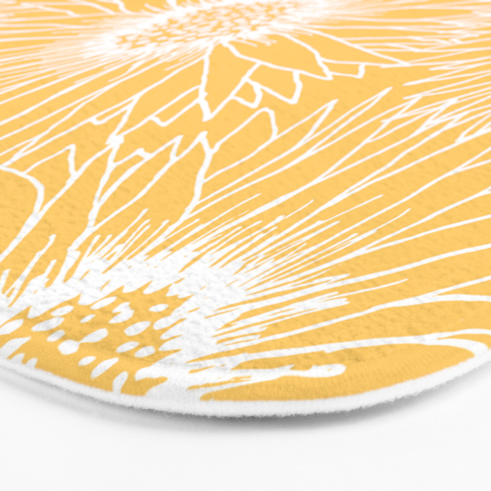 Yellow Sunflowers Line Art Bath Mat Gallery Image 3