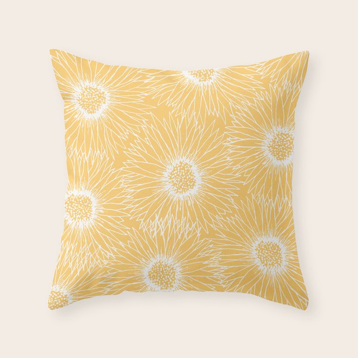 Yellow Sunflowers Line Art Throw Pillow Gallery Image 1