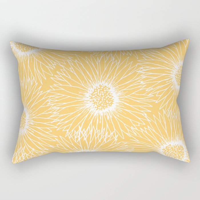 Yellow Sunflowers Line Art Rectangular Pillow Gallery Image 2