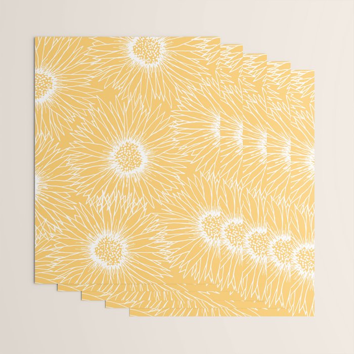 Yellow Sunflowers Line Art Wrapping Paper Gallery Image 3