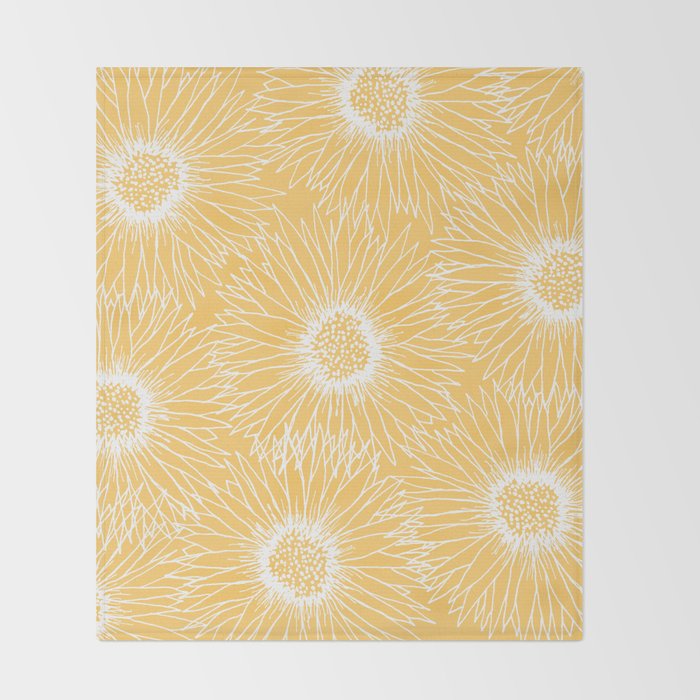 Yellow Sunflowers Line Art Throw Blanket Gallery Image 2