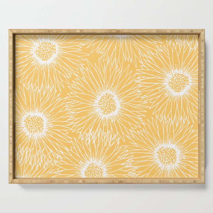Yellow Sunflowers Line Art Serving Tray Gallery Image 1