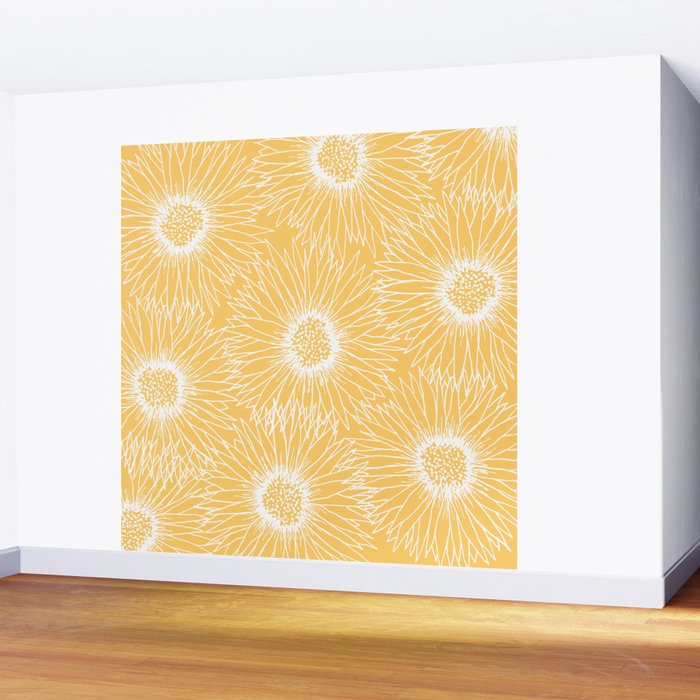 Yellow Sunflowers Line Art Wall Mural Gallery Image 2