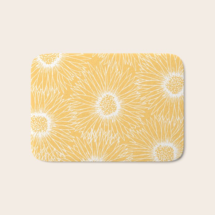 Yellow Sunflowers Line Art Bath Mat Gallery Image 1