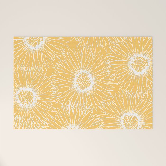 Yellow Sunflowers Line Art Welcome Mat Gallery Image 1