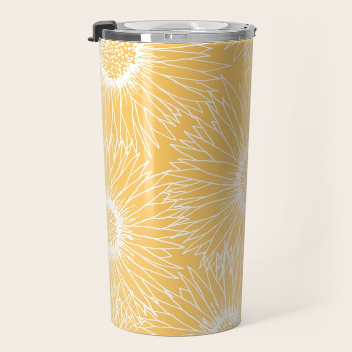 Yellow Sunflowers Line Art Travel Mug Gallery Image 3
