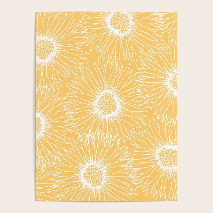 Yellow Sunflowers Line Art Poster Gallery Image 1