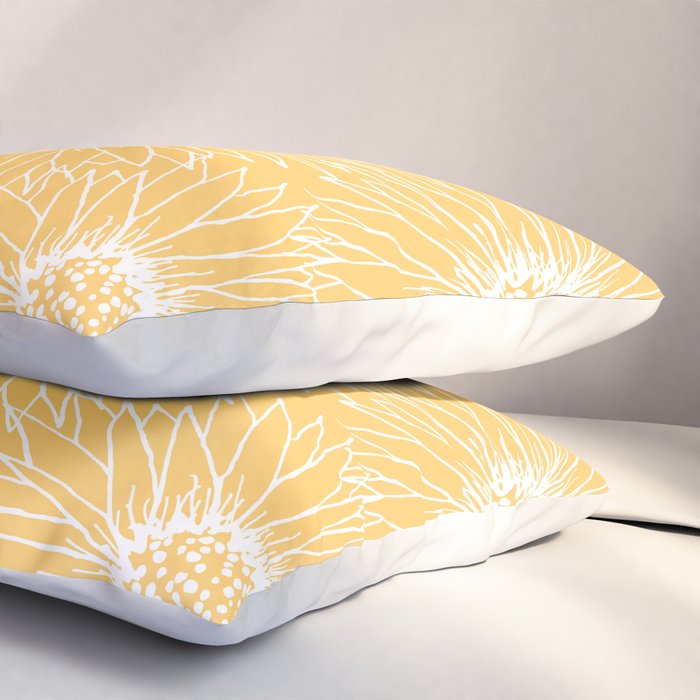 Yellow Sunflowers Line Art Pillow Sham Gallery Image 3