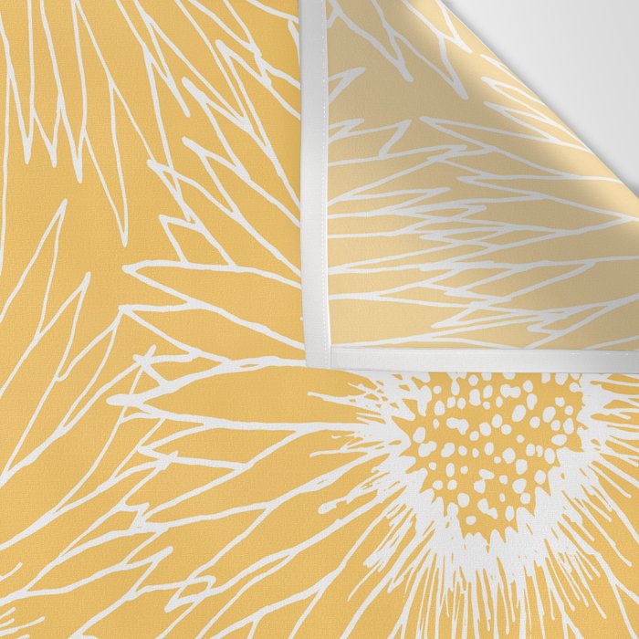 Yellow Sunflowers Line Art Wall Tapestry Gallery Image 3