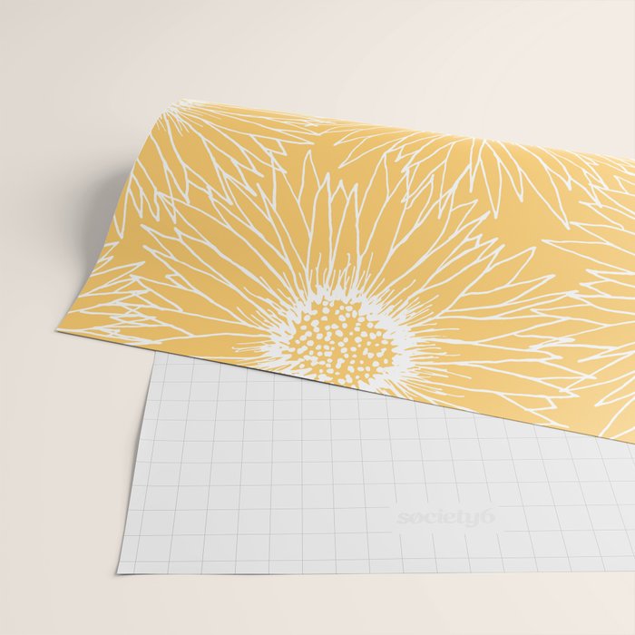 Yellow Sunflowers Line Art Wrapping Paper Gallery Image 2