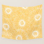 Yellow Sunflowers Line Art Wall Tapestry Gallery Image 4