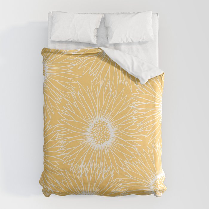 Yellow Sunflowers Line Art Duvet Cover Gallery Image 6
