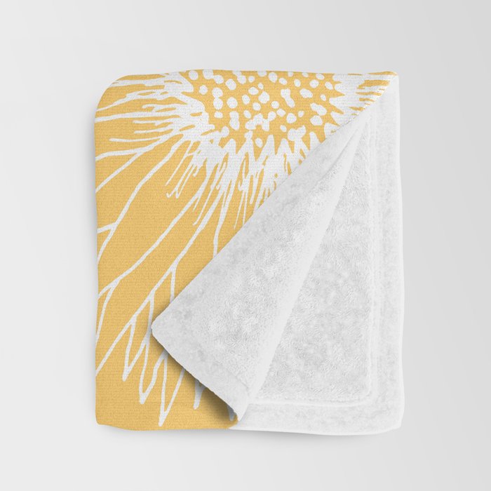 Yellow Sunflowers Line Art Throw Blanket Gallery Image 3