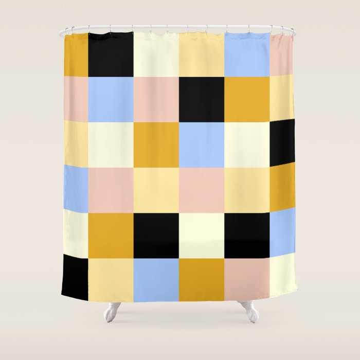 Bold Colorful Checks Pattern - Large XXXV Shower Curtain Gallery Image 1
