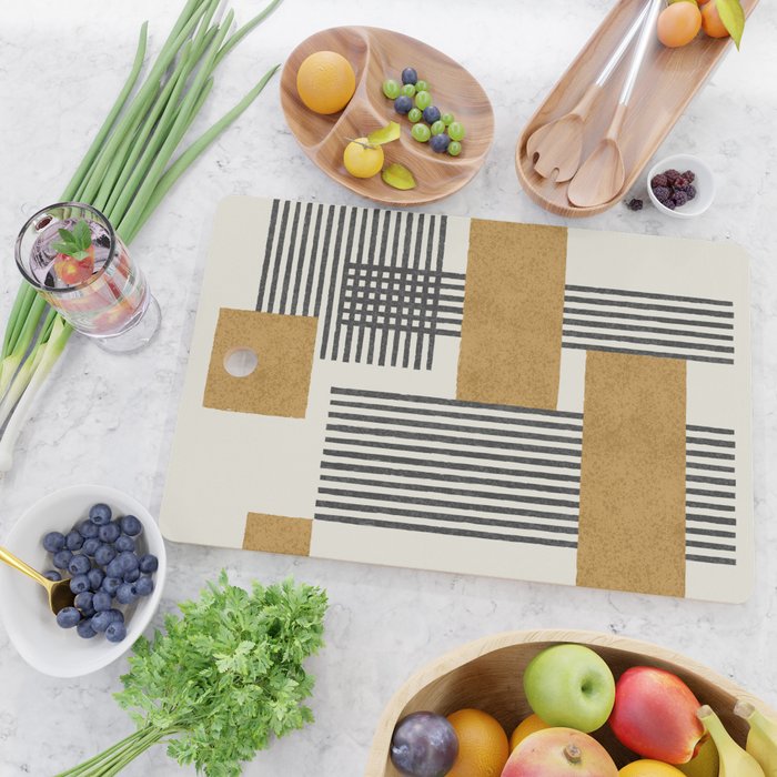 Stripes and Square Composition - Abstract Cutting Board Gallery Image 2