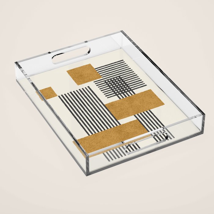 Stripes and Square Composition - Abstract Acrylic Tray Gallery Image 1