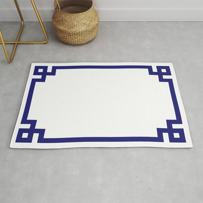 Midnight Blue Greek Key Border Rug Gallery Image 1