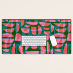 Simple Hand-cut Pattern #5 / Pink & Green Desk Mat Gallery Image 1