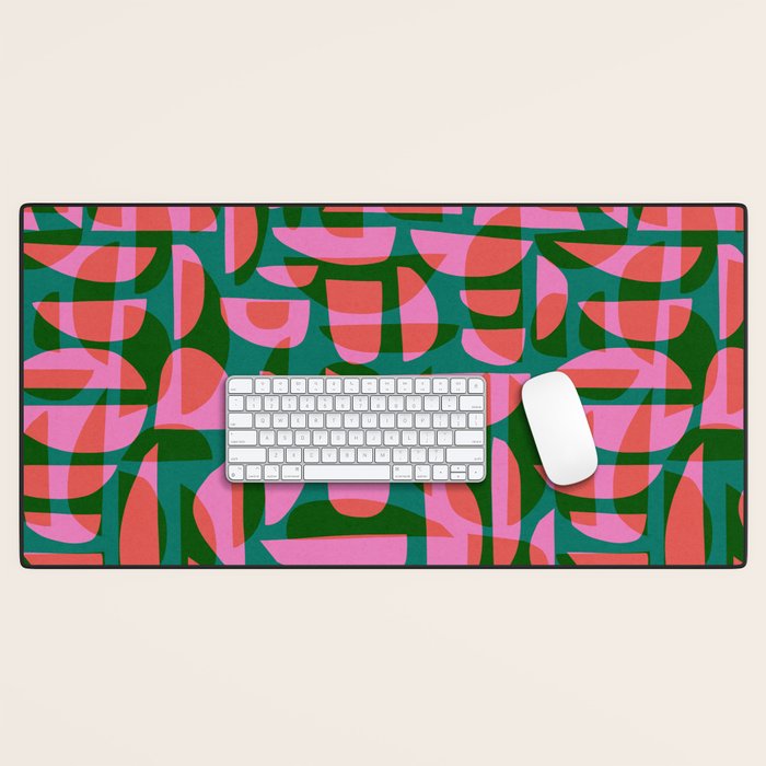 Simple Hand-cut Pattern #5 / Pink & Green Desk Mat Gallery Image 1