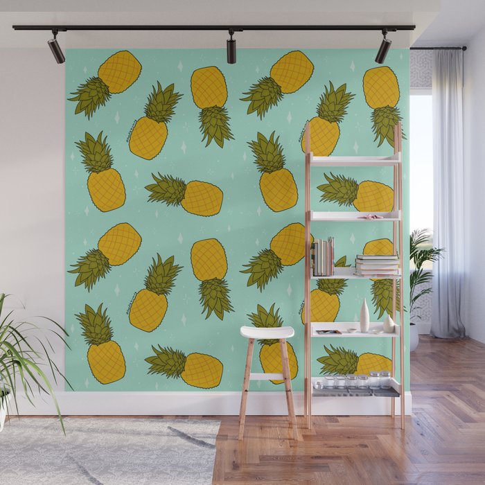 Pineapple Print Wall Mural Gallery Image 1