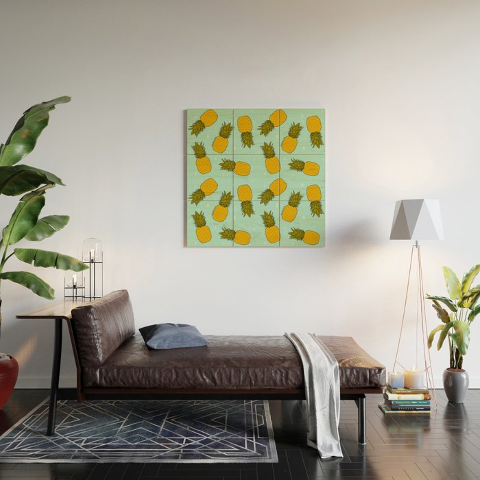 Pineapple Print Wood Wall Art Gallery Image 2