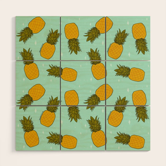 Pineapple Print Wood Wall Art Gallery Image 1