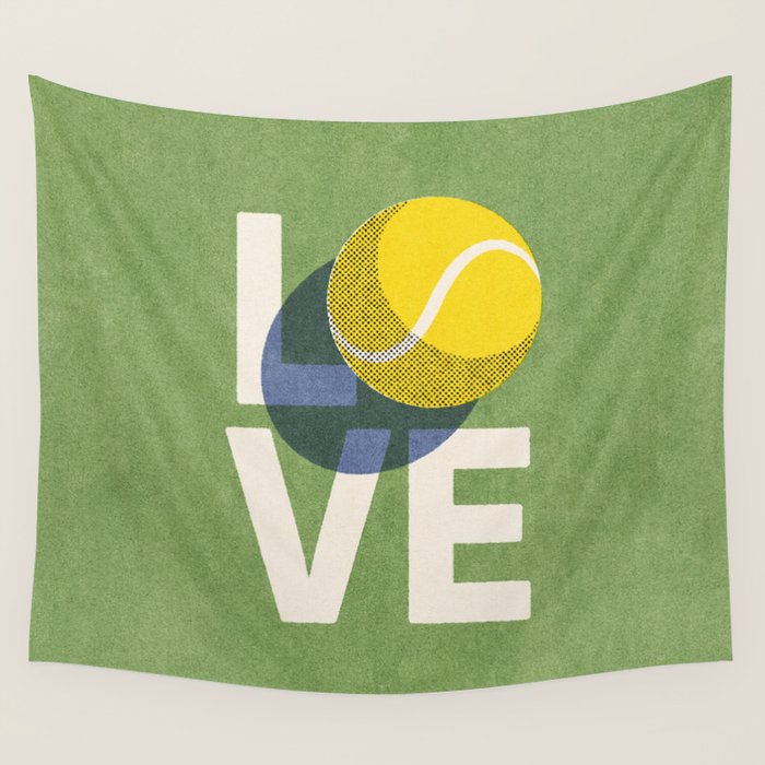 BALLS - Love Tennis - Grass Court Wall Tapestry Gallery Image 4