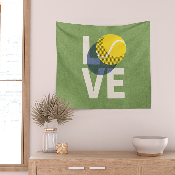 BALLS - Love Tennis - Grass Court Wall Tapestry Gallery Image 2