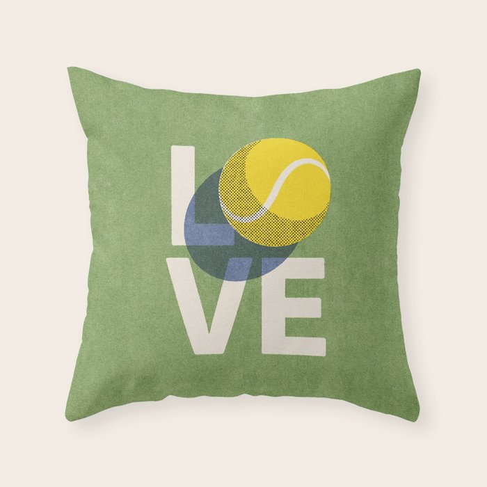 BALLS - Love Tennis - Grass Court Throw Pillow Gallery Image 6