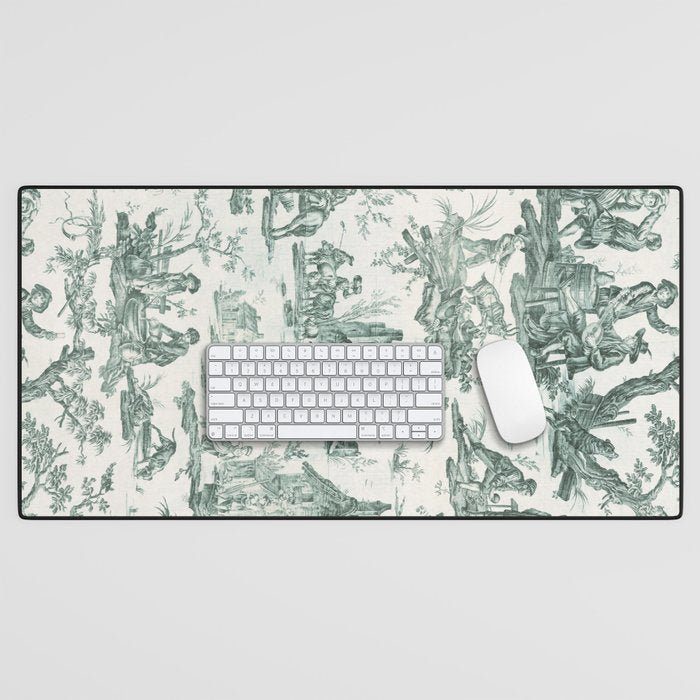 Vintage Green French Toile Landscape Desk Mat Gallery Image 1