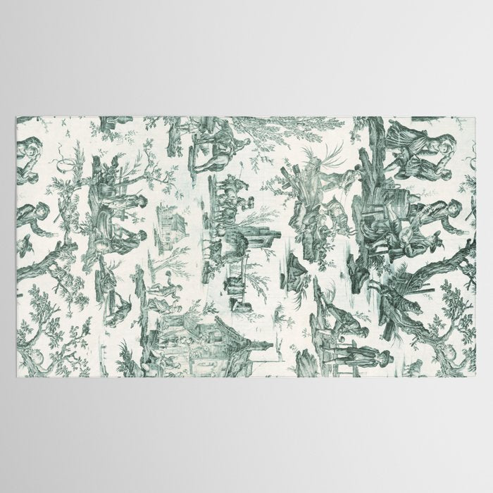 Vintage Green French Toile Landscape Tablecloth Gallery Image 2