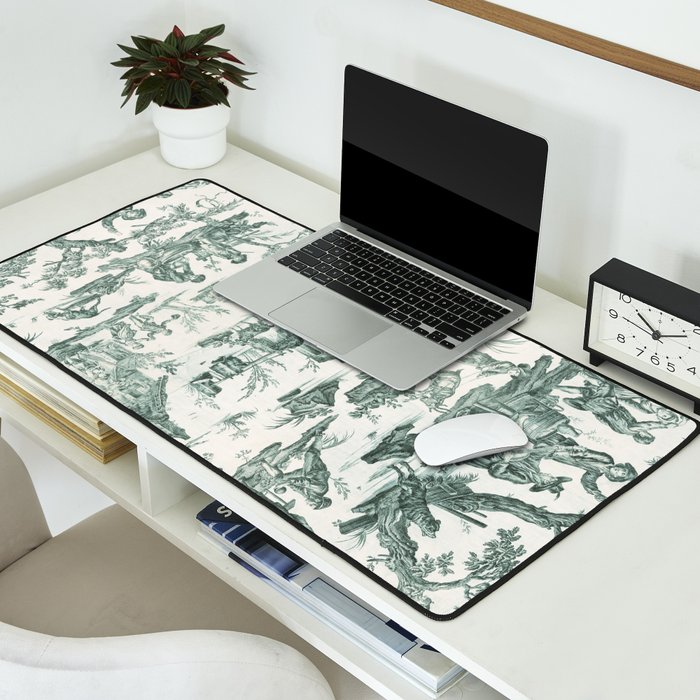 Vintage Green French Toile Landscape Desk Mat Gallery Image 2