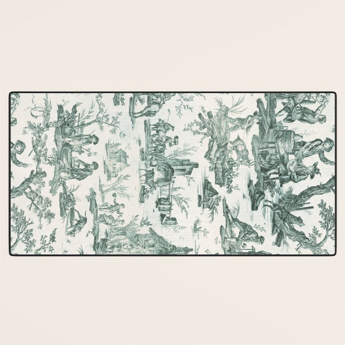 Vintage Green French Toile Landscape Desk Mat Gallery Image 3