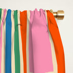 Colorful Retro Geometric Portes Pattern Blue Orange Pink Green Window Curtain Gallery Image 2
