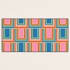 Colorful Retro Geometric Portes Pattern Blue Orange Pink Green Desk Mat Gallery Image 3