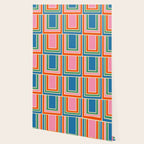 Colorful Retro Geometric Portes Pattern Blue Orange Pink Green Wallpaper Gallery Image 2