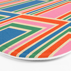 Colorful Retro Geometric Portes Pattern Blue Orange Pink Green Bath Mat Gallery Image 3