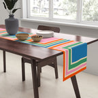 Colorful Retro Geometric Portes Pattern Blue Orange Pink Green Table Runner Gallery Image 2