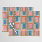 Colorful Retro Geometric Portes Pattern Blue Orange Pink Green Placemat Gallery Image 1