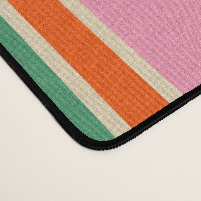 Colorful Retro Geometric Portes Pattern Blue Orange Pink Green Desk Mat Gallery Image 4