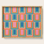Colorful Retro Geometric Portes Pattern Blue Orange Pink Green Serving Tray Gallery Image 1