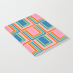 Colorful Retro Geometric Portes Pattern Blue Orange Pink Green Notebook Gallery Image 2