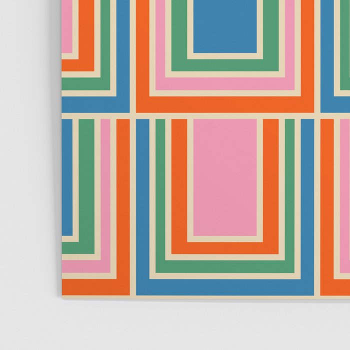 Colorful Retro Geometric Portes Pattern Blue Orange Pink Green Poster Gallery Image 3