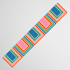 Colorful Retro Geometric Portes Pattern Blue Orange Pink Green Table Runner Gallery Image 3